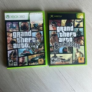 Xbox 360 games grand theft auto sanandreas and five GTA